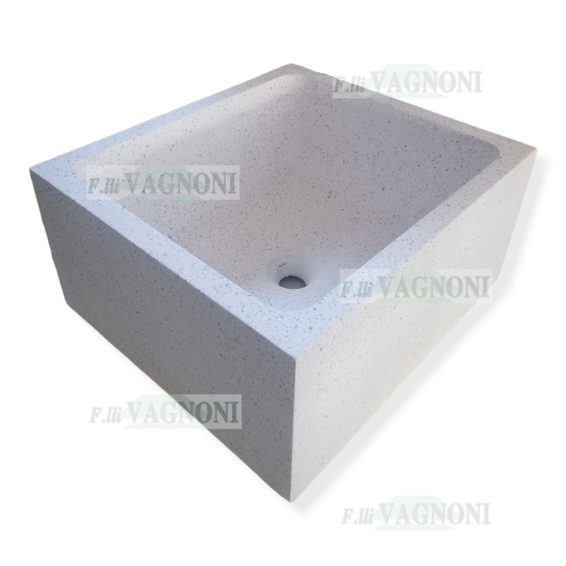 LAVANDINO IN GRANIGLIA DI MARMO E CEMENTO LEVIG. CM 50x45x24 SB